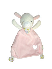 WIE NEU** Beauty Baby Fehn Müller Schaf Lamm rosa Herz Schmusetuch Schnuffeltuch