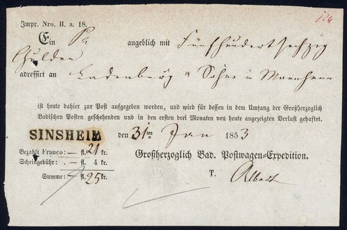 Baden postschein mit - baden,