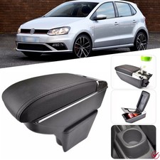 Für VW Polo Mk5 2010-2017 Mittelkonsole Armlehne Mittelarmlehne Leder Schwarz