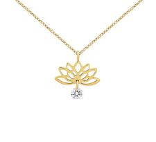 EDELSTAHL LOTUS HALSKETTE BLUME BLÜTE LOTUS DAMEN GOLD SILBER ZIRKONIA STEIN