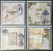 4 Weihnachtskarten mit Umschlag, Engel, gesegnetes Fest, 16x16 cm, Handarbeit 