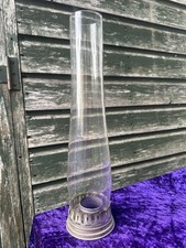 Vintage Aladdin verchromte Öllampe Trichterhalter & Glasschornstein 