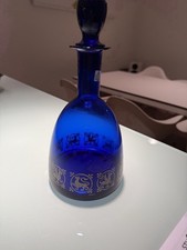 kobaltblaue Karaffe Decanter Egizia Argento Rarität