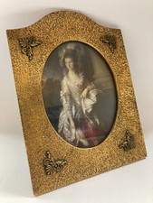 Bilderrahmen Holz gold antik oval Ausschnitt Aufstellrahmen Fotorahmen 27x22cm