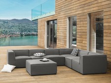 XXL Designer Lounge Gartenmöbel Sofa Sitzgruppe Couch d grau Terrasse Wohnzimmer