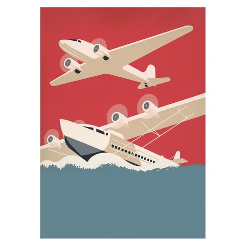 Vintage flugzeug art deco - vintage,