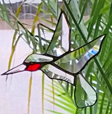 Bleiverglasung Fensterbild Suncatcher Facetten- Kolibri / grün in Tiffany