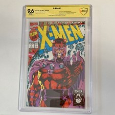 X-Men #1 Magneto Cover signiert  Jim Lee, Chris Claremont, CBCS 9.6 1991
