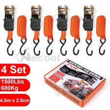 Spanngurte mit Ratsche + Haken 680 kg 4,5m x 25mm Zuglast 4er Set / Ratschengurt