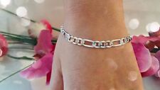 Figaro Armband 925 Silber pl 20cm 4mm Karabiner Verschluss Damen Herren Geschenk