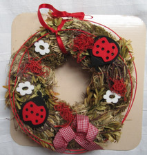 Türkranz Marienkäfer Stroh Naturkranz neu ca. 30cm