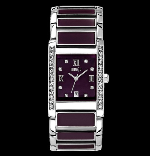 Mango damen uhr schwarz lila - mango,