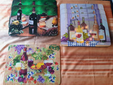 6 Platzsets - Holz - 29,5 x 40 x 0,7 cm - Thema Wein