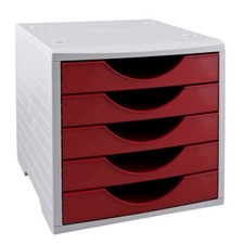 Schubladenbox rot DIN C4 mit 5 Schubladen OD - SOFORT 2. Wahl / B-Ware