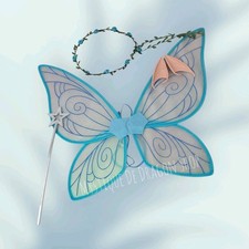 Feenflügel Feekostüm-Accessoire für Kinder, Blau Mädchen Kostüm Elfe Krone