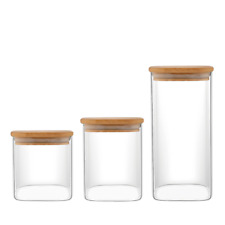 eckige Vorratsgläser Luftdicht 3er Set mit Bambusdeckel Vorratsdose Glasbehälter