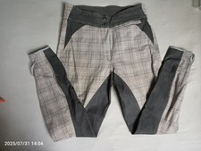 Reithose Isabell Werth Hochbund Vollbesatz Gr. 80, grau kariert, gebraucht 