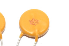 2x VDR Metal Oxid Varistor von Philips Typ 595-PH, 250 VDC / Ø14 mm, radial, NOS