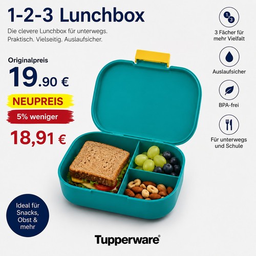 Tupperware 3 lunchbox - 1-2-3,