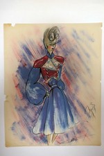 Original Modezeichnung signiert | wahrschl. 1940er Jahre | Francoise Bianell