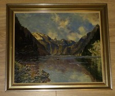 Ölgemälde Berge am See mit