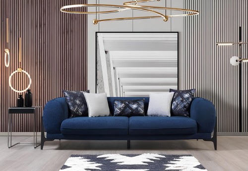 Blauer dreisitzer luxus couch - dreisitzer,