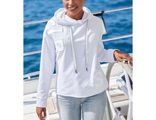 Marken Damen Sweatshirt Hoodie Oberteil Langarm Kapuze weiss Gr. S