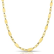 Plattenkette 6mm 585er Vergoldet 14 Karat Goldkette Poliert Damen Herren