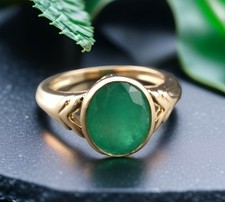 GJ69 * HARRY IVENS IV EDELSTEIN RING (19) SAMBIA SMARAGD OVAL 2,24ct 14kt GELBG
