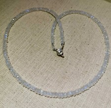 Kette Regenbogen Mondstein - 925 Silber - 60 Karat - 45 cm -Labradorit -