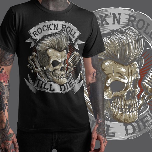 Rock roll shirt bedruckt - roll,