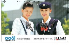 Japan : tolle schöne private Telefonkarte : sexy elegante Stewardess - JAL / 4