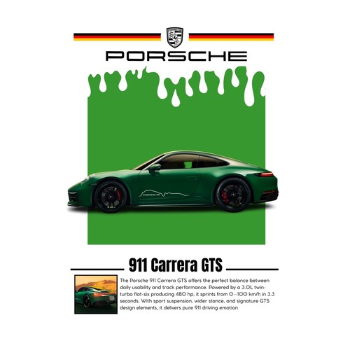 Porsche 911 carrera gts - carrera, poster