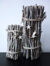 Vintage Winter Weihnachten Natur Deko Zweige Sisal Holzsterne * Landhaus