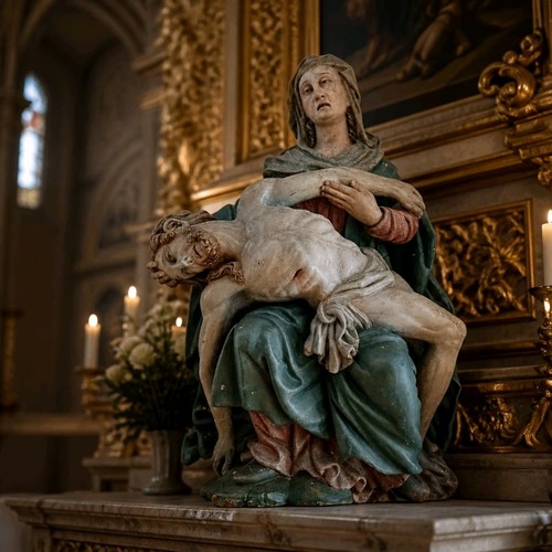 Barocke pieta heiligenfigur - pieta,