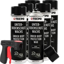 6x TECPO UNTERBODENSCHUTZ SPRAY 500 ml WACHS SCHWARZ STEINSCHLAGSCHUTZ + SPRÜHER