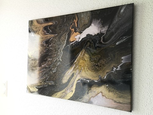 Acrylbild schwarz weiß - , schwarz,