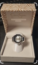 Jessica Simpson Damen Ringuhr Silver Black Neu OVP UVP 89 90€ Geschenkidee Uhr