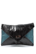 C&A Clutch Mittel Damen Tasche türkis-schwarz Casual-Look