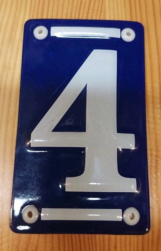Emaille hausnummer schild - emaille-hausnummer, "4"