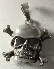 Echter 835 Sterling Silber Totenkopf und Kreuzknochen Charm / Anhänger