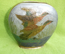 Messing Vase mit Entenmotiv