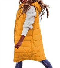 Damen Steppweste Lang Weste Mit Kapuze Wintermantel Ärmellos Bodywarmer Outdoor