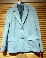 Blazer - Jacke - Wildleder Optik - Gr. 38 - waschbar - grün - leicht - gefüttert