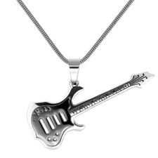Kettenanhänger E-Gitarre mit Kette Edelstahl Instrument Rock Heavy Metal Musik