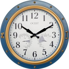 Gartenuhr Wetterfest  mit Thermometer Hygrometer Retro