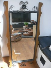 Spiegel Wandspiegel Rahmen Schmiedeeisen schwarz Holz vintage 70er