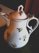 kaffeekanne biedermeier porzellan alt, gebraucht, goldrand, veilchendekor,