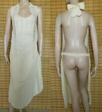 VANILLEFARBENE LATZSCHÜRZE - DIENSTMÄDCHEN - SPITZE - COTTON - ANTIK - GR. M - L