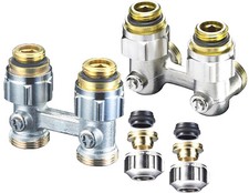 Oventrop Ventilheizkörper Zweirohr Hahnblock ZB Multiflex F Durchgang - Eck